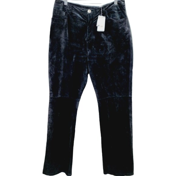 Chicos Pants Black Leather  Straight Leg flat Front Size 2 - Picture 1 of 10